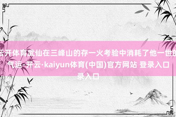云开体育武仙在三峰山的存一火考验中消耗了他一世的气运-开云·kaiyun体育(中国)官方网站 登录入口